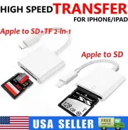 For iPhone High Speed Digital Camera Card Reader Adapter 2in1 8 Pin iOS to TF SD