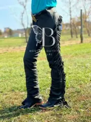 western leather chap women| Rodeo’s chap| fringe leather chap| Cowgirl Chap|