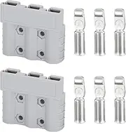 Wzenclave Anderson Style 3-Pole Battery Connector 50A 6AWG - Heavy Duty Quick Disconnect Plug for Solar Panels, 4WD, Caravans, DC Chargers & Trailers - 3-Pin Design for Secure Connection (2 Pack)