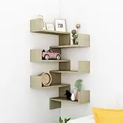 Wall Corner Shelves 2 pcs Sonoma Oak Engineered Wood Floating Rustic Shelves Set for Kitchen Bathroom Decor with Solid Wood Ledges, Wallshelves 40x40x50 cm