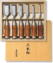 Kakuri Sangyo 710838 Wood Chisel Japanese Nomi Chisel Set of 6 New