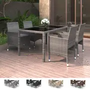 Garden Dining Set 5 Piece Poly Rattan and Tempered Glass Multi Colours vidaXL