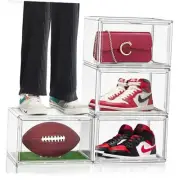 4 Pack Sneaker Storage for Sneakerheads 14.1 * 10.6 * 9in Shoe Boxes Crates