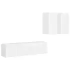 4-Piece Set Wooden TV Cabinet Entertainment Unit Stand Storage Shelf Table White
