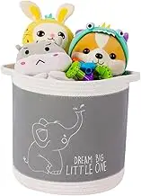 Cute Lion Giraffe Elephant Yellow Storage Basket Set Grey Toy Chest Set (Line Elephant)