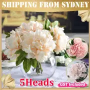 5 Heads Silk Artificial Bouquet Peony Flower Hydrangea Wedding Bridal Party Vase