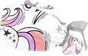 [WOSHJIUK] Working Hat 2 Pack Scrub Caps for Women,Hello Cartoon Unicorn,Tie Back Cap Adjustable Scrub Hat