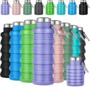 8 Pcs Collapsible Water Bottles Bulk Reusable Silicone Foldable 17 oz Sport Gift