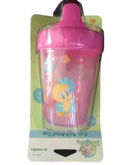 BNWT Looney Tunes 237ml Pink Spill Proof Plastic Drink Trainer Cup 6+ Months