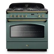 Falcon 90cm Dual Fuel Range Cooker - Green & Brass