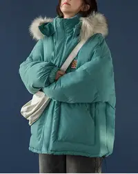 在飛比找樂天市場購物網優惠-FINDSENSE X 女棉服大毛領寬鬆毛領棉衣外套秋冬加厚