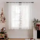 MIULEE 2 Panels Solid Color Sheer Window Curtains Elegant (54X63 Inches Ivory)