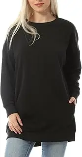 [MixMatchy] Women's Casual Oversized Loose Fit Crew/V Neck Fleece Pullover Tunic Sweatshirts with Pockets S~3X