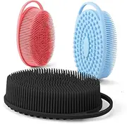 Silicone Body Scrubber,Loofah Exfoliating Body Scrubber,Bath Brush,Set of 3 Soft Body Scrubber,Upgrade Shower Body Bath Scrubber,Rich Lather Easy to Clean Suitable for Women Men All of Skins