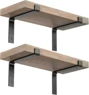 10 Inch Wall Shelf Brackets (Match 9.25" Board) 4PCS, Heavy Duty Black Metal, Ga