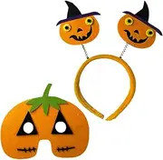 [LIFKOME] 2 Sets Halloween Props Makeup Hair Clips Pumpkin Headband Mask Pumpkin Hair Dress Halloween Headdress Halloween Cosplay Headbands Fake Pumpkin Non-woven Fabric Make up Child