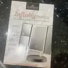 Impressions Infinity Tri-Fold Makeup Mirror LED Lights Touch Screen USB 2X 3X
