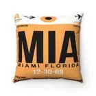 MIAMI Airport Tag Throw Pillow Case Cover Only - No Cushion - Retro Home Decor