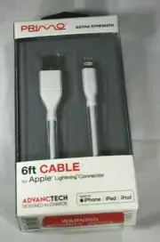Primo Premium Lightning to USB 6ft Cable White Extra-Strength Apple MFI