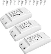 3Pcs WiFi and BT Smart Switch 10A 2200W Dual-Mode On/Off Device Voice Tuya APP Remote Control Timing Switch Smart Home Voice Control for Electric Appliances Universal Smart Home Automation Module
