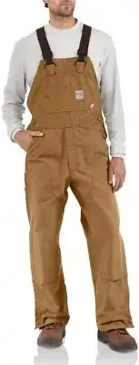 Carhartt Men Duck Brown Unlined Bib Overall Outdoor Workwear Mens Size 44x34 NEW