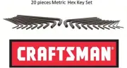 NEW Craftsman 20 Piece Hex Key Set Metric L-Shaped 20 PACK -LIFETIME WARRANTY