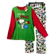 NWT Peanuts Snoopy Pajamas Mens Sz M Deck The Paws Holiday Lounge Pants Set