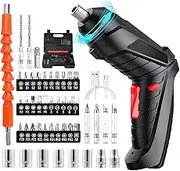 Electric Screwdriver Set, Electric Screwdrivers Rechargeable Drill Driver Set, 47 In 1 Rotatable Cordless Screwdriver With Led Light For Home/Office/Workplace(47PCS)