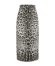 Dolce Gabbana Leopard Printed Charmeuse Midi Pencil Skirt IT40,IT44,IT42,IT38,IT46 Black