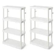 Gracious Living 4 Shelf Adjustable Height Medium Duty Storage, White (2 Pack)