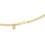9kt Yellow Gold Silver Infused ID Bracelet with Heart Charm