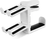 Gaming Headphone Stand, 3 in 1 Aluminium Alloy Gaming Headset Holder, No Drilling Detachable Controller Headset Hanger, 360° Swivel Headphone Hanger with Protective Pad for Clamping on Desk (White)