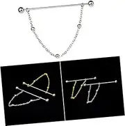 [CONGARTENO] Shirts Tie for Clothes Brooch Chain Shirt Necklace Collar Bar Chain Collar Chain Studs Collar Clip Chain Jewelry Collar Pin Chain Rings Tie Clip Tungsten Sweater Silver