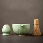 Matcha Set,Match Bowl with Spout and Whisk,15 OZ,Matcha Scoop,Matcha Whisk Stand (Chasen Holder) - 4pc Perfect Matcha Kit for Matcha Tea Ceremony (Green)