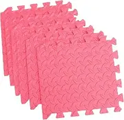 Anneome 6Pcs Red Eva Leaf Grain Interlocking Tiles Cushion Floor Mat for Play Area Living Room Gym Puzzle Design for Safe and Fun Flooring
