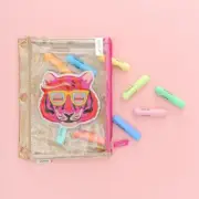 Yoobi Brand ~ Binder Zip Case ~ Gold Glitter & Multi Colored ~ Glitter Tiger