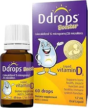 Ddrops Booster Kids Vitamin D3 Drops – Supports bone health, muscle function and healthy immune system function – For Children 1 year and up. No Preservatives, No Sugar, Non-GMO