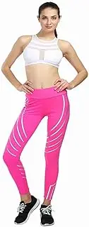 [JINIU] Women's Yoga Pants Girls' Laser High Waist Print Slim Tight Running Sports Fitness Exercise Leggings Pink