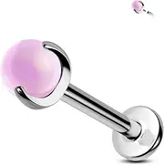 [Jewseen] Titanium Cartilage Piercing Opalite Cartilage Earring Internally Threaded Helix Conch Piercing 16G Opal flat Back Stud Earring Tragus Earring Lip Ring Labret Stud Nose Stud for Women Men