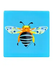 [Maxwell & Williams] Pete Cromer Garden Party Ceramic Square Coaster 9.5cm Blue Banded Bee in Blue