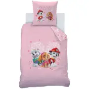 Paw Patrol Pink Friends Furever Kids Singel Bed Quilt Cover Set