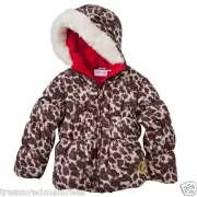 Pistachio Brown Leopard Print Puffer Coat With Hood ~ Size 2T ~ NWT
