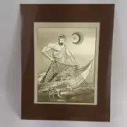 Vintage Manifestations Gold Foil Art Cancer Sign Symbol Matted 11X14" Nautical