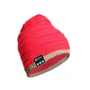 Knit Hat Autumn and Winter Casual Fish Pattern Hat Wireless Call Music Bluetooth 5.0 Headset Hat-Red