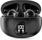 POMOQADK Wireless Earbuds, Bluetooth 5.3 Headphones in Ear with Mic HiFi Stereo Sound, Wireless Headphones Deep Bass with LED Display Touch Control, Wireless Earphones IP7 Waterproof for Sport