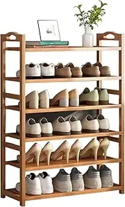 [Provecta] 6 Tier Bamboo Shoe Rack,Shoe Rack Storage,Free Standing Shoe Storage Stand Shelf Organizer with Portable Handle