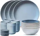 Corelle Stoneware 16-Pc Dinnerware Set, Handcrafted Artisanal Double Bead Plates