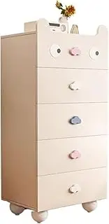 GUAWJRZDP Cute Drawer Chest, Storage Cabinet, Wooden Chest of Drawers, Children's Drawers Storage Cabinet, Drawer Chest for Bedroom, Kids Room, Living Room, Off-White(5-Drawer Chest)