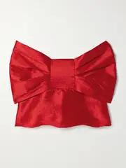 [Kika Vargas] Kika Vargas - Faye Strapless Bow-embellished Taffeta Top - Red - large large Red