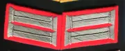 German WW1 Prussian Collar Tabs Silver/grey on Red Wool repro